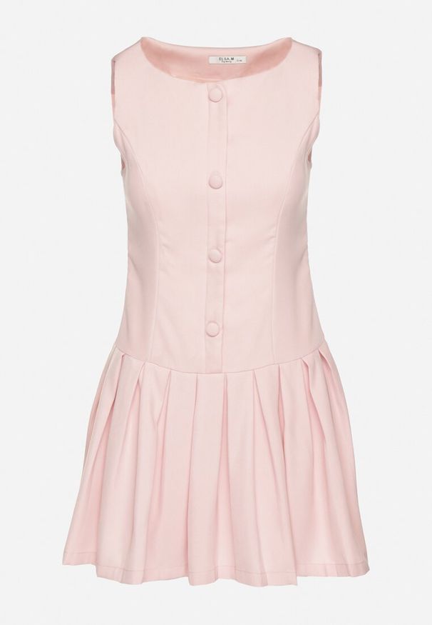 Born2be - Różowa Sukienka z Plisowanym Dołem Tunelia. Okazja: na co dzień. Kolor: różowy. Styl: casual, elegancki, klasyczny