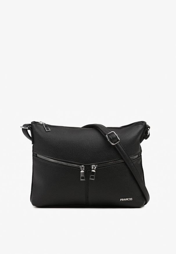 Born2be - Czarna Torebka z Regulowanym Paskiem i Ozdobnymi Suwakami Malarelle. Kolor: czarny. Styl: elegancki