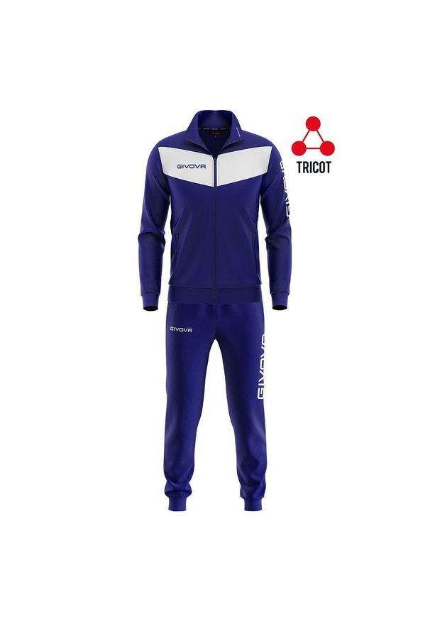 Givova Dres Męski Visa Triacetat 5XS. Kolor: niebieski. Materiał: bawełna, dresówka, poliester. Sport: piłka nożna