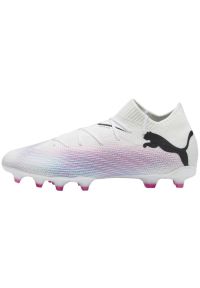 Buty piłkarskie Puma Future 7 Pro FG/AG M 107707 01 białe. Kolor: biały. Materiał: materiał, dzianina. Szerokość cholewki: normalna. Sport: piłka nożna
