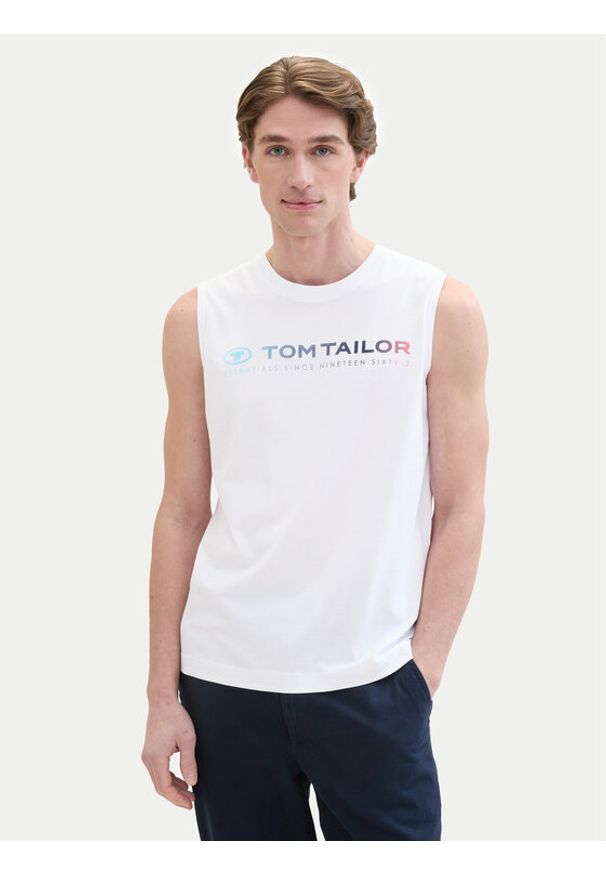 Tom Tailor Tank top 1041866 Biały Regular Fit. Kolor: biały. Materiał: bawełna