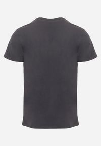 Born2be - Ciemnoszara Gładka Koszulka T-shirt z Bawełny o Prostym Kroju Sarusa. Okazja: na co dzień, na randkę. Kolor: szary. Materiał: bawełna. Wzór: gładki. Styl: casual, klasyczny #2