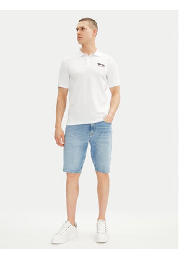 Karl Lagerfeld - KARL LAGERFELD Polo 745400 552235 Biały Slim Fit. Typ kołnierza: polo. Kolor: biały. Materiał: bawełna