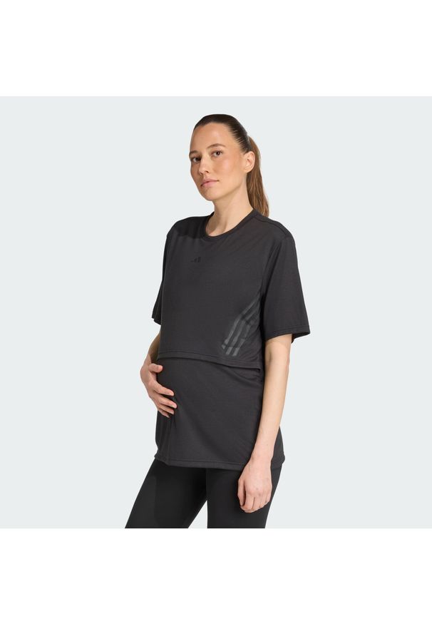 Adidas - Koszulka Maternity. Kolekcja: moda ciążowa. Kolor: wielokolorowy, czarny, szary