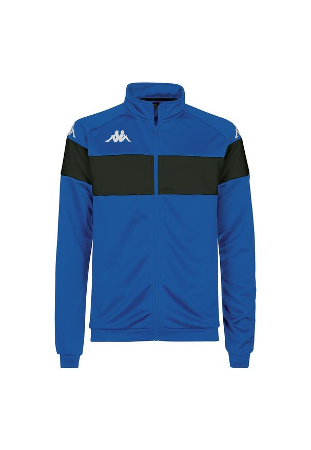 Kurtka z dresu Kappa Dacone. Kolor: czarny, niebieski, wielokolorowy. Materiał: dresówka. Sport: piłka nożna, fitness