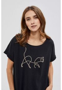 MOODO - Bluzka z ozdobną aplikacją. Materiał: elastan, bawełna. Długość rękawa: bez rękawów. Wzór: aplikacja #1