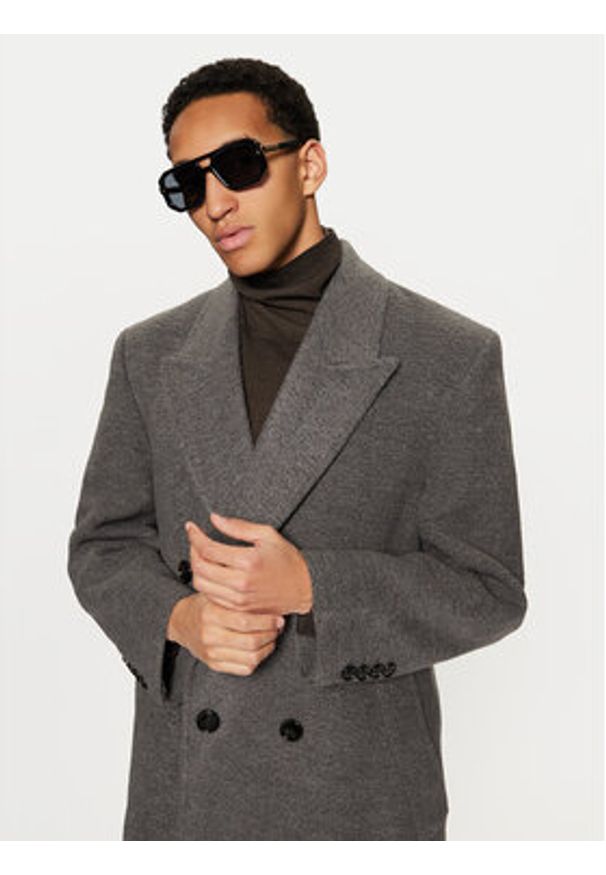 AMI PARIS - AMI Paris Płaszcz przejściowy HCO317.WV0025 Szary Regular Fit. Kolor: szary. Materiał: wełna