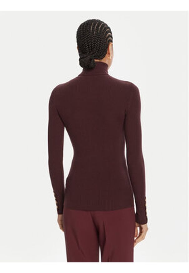 Elisabetta Franchi Golf MK-11B-56E2-V290 Bordowy Slim Fit. Typ kołnierza: golf. Kolor: czerwony. Materiał: syntetyk
