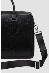 Karl Lagerfeld - KARL LAGERFELD Czarna męska aktówka skórzana z monogramem. Kolor: czarny. Materiał: skóra #4
