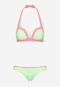 Born2be - Zielone Dwuczęśćiowe Bikini Biustonosz z Ozdobnym Wiązaniem Majtki Typu Figi Vikirin. Kolor: zielony