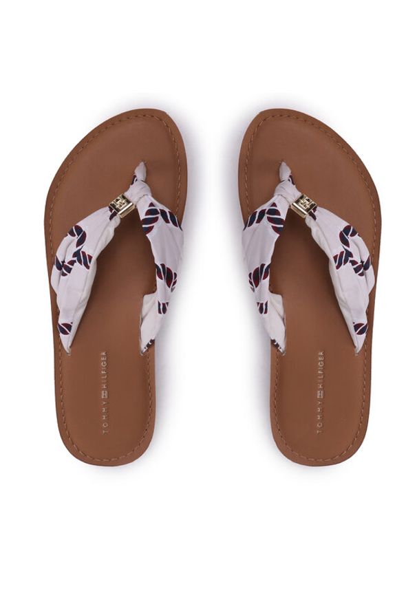 TOMMY HILFIGER - Tommy Hilfiger Japonki Th Elevated Beach Sandal Print FW0FW07164 Écru. Materiał: materiał. Wzór: nadruk