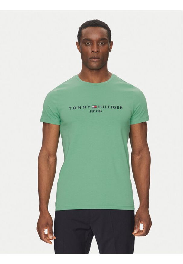 TOMMY HILFIGER - Tommy Hilfiger T-Shirt Logo MW0MW11797 Zielony Regular Fit. Kolor: zielony. Materiał: bawełna