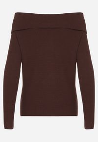 Born2be - Brązowy Sweter z Wiskozą Ozdobiony Cyrkoniową Aplikacją Marrise. Okazja: na co dzień. Kolor: brązowy. Materiał: wiskoza. Wzór: aplikacja. Styl: glamour, casual, elegancki