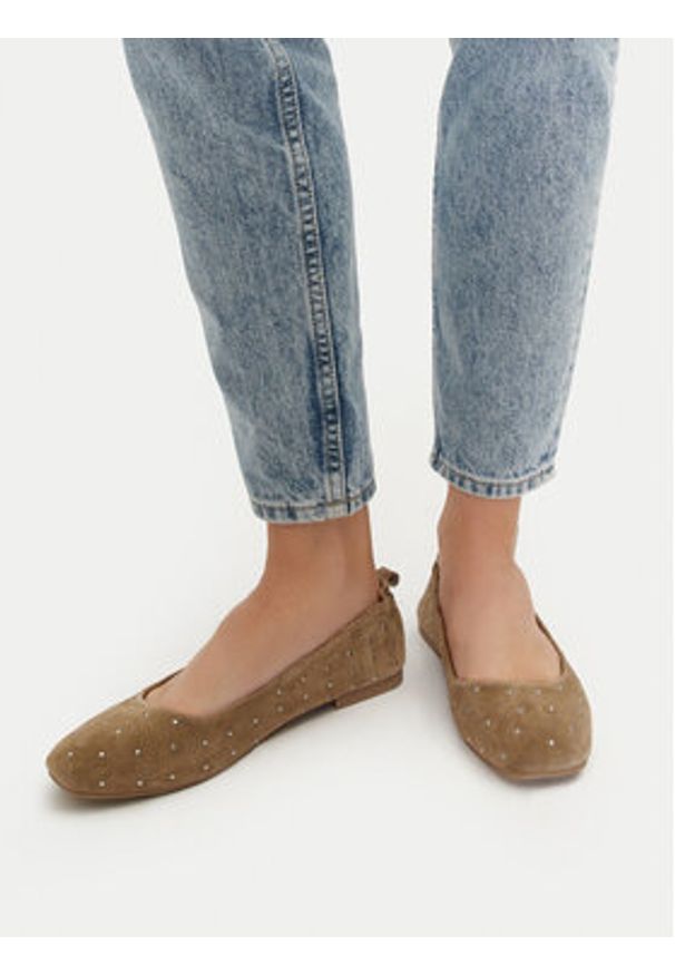 Pepe Jeans Baleriny PLS10420 Beżowy. Kolor: beżowy. Materiał: zamsz, skóra