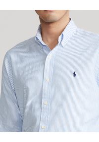Ralph Lauren - RALPH LAUREN - Niebieska koszula w paski Custom Fit. Typ kołnierza: polo. Kolor: niebieski. Materiał: bawełna. Wzór: paski. Styl: elegancki #4