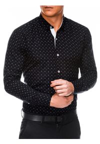 Ombre Clothing - Koszula męska w drobny wzór REGULAR FIT K314 - czarna - XXL. Okazja: do pracy, na spotkanie biznesowe. Kolor: czarny. Materiał: bawełna, poliester. Styl: klasyczny, biznesowy #6