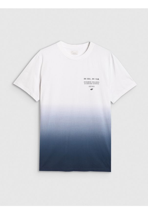 4f - 4F T-shirt regular z nadrukiem męski - granatowy S. Okazja: na co dzień. Kolor: niebieski. Materiał: tkanina, bawełna. Wzór: nadruk. Styl: casual
