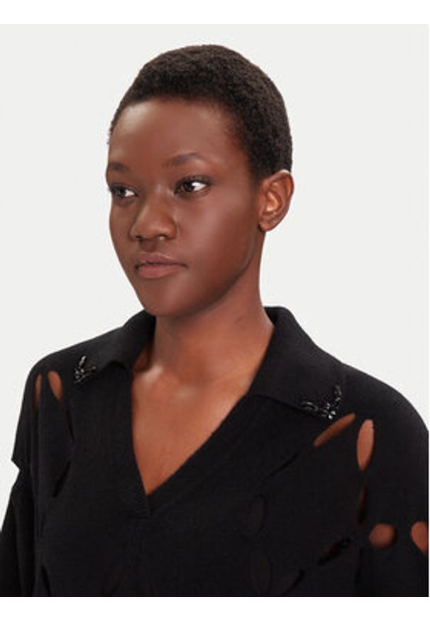 Liu Jo Sweter MF5038 MS009 Czarny Regular Fit. Kolor: czarny. Materiał: wełna