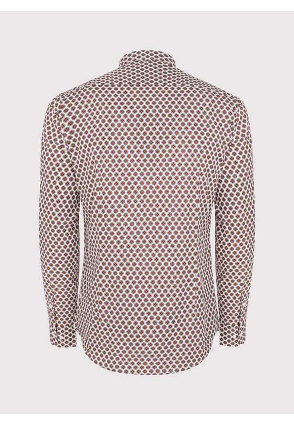 Pako Lorente - PAKO LORENTE – Casualowa koszula męska w brązowy wzór. Okazja: na co dzień. Typ kołnierza: button down. Kolor: brązowy. Materiał: elastan, bawełna. Styl: casual