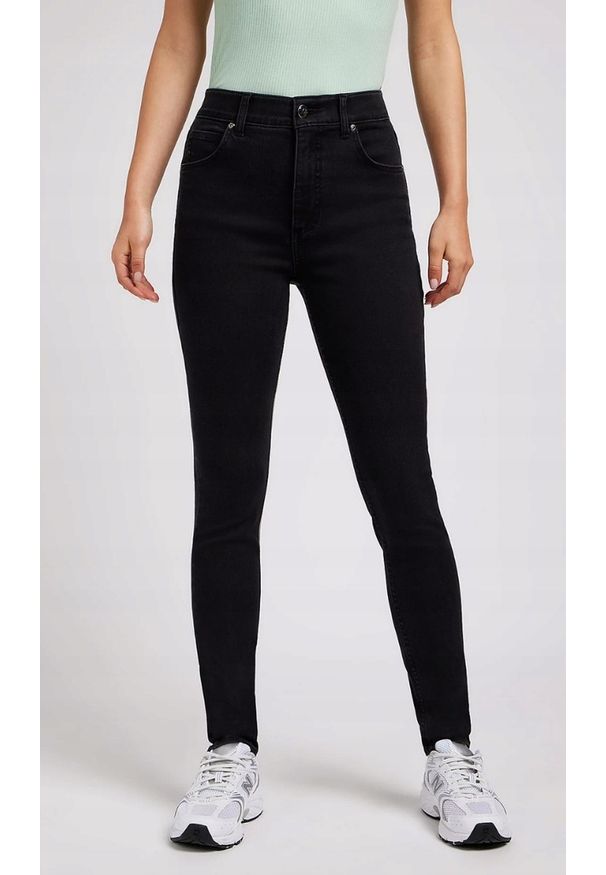Lee - LEE DAMSKIE SPODNIE JEANSOWE ULC SKINNY BLACK 112350783 L35V011656