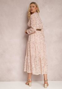 Renee - Różowa Sukienka Sachiel. Kolor: różowy. Długość rękawa: długi rękaw. Wzór: kwiaty. Długość: maxi #3