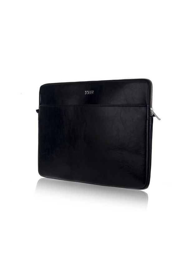 Skórzany pokrowiec etui na laptopa 15 cali Solier SA24A czarny. Kolor: czarny. Materiał: skóra. Styl: elegancki