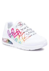 skechers - Buty na co dzień damskie SKECHERS UNO 2 zdobienie w serca. Okazja: na co dzień. Kolor: biały. Wzór: aplikacja. Model: Skechers Sport. Sport: turystyka piesza