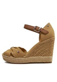 TOMMY HILFIGER - Tommy Hilfiger Espadryle Basic Open Toe High Wedge FW0FW04784 Brązowy. Nosek buta: otwarty. Kolor: brązowy. Materiał: materiał #3