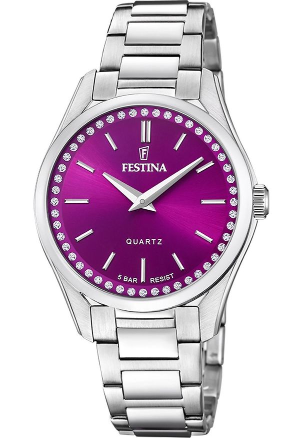 Zegarek Festina Zegarek damski Festina F20583-2 CYRKONIE srebrny. Kolor: srebrny