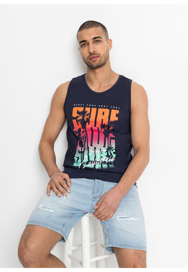 bonprix - Tank top (2 szt.), Slim Fit. Kolor: niebieski