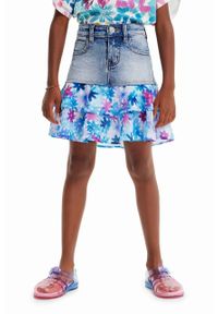 Desigual spódnica dziecięca kolor niebieski mini rozkloszowana. Kolor: niebieski #1