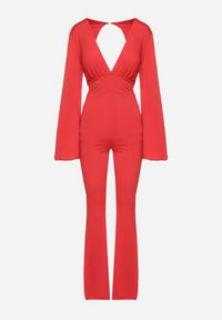 Born2be - Czerwony Długi Kombinezon z Szerokimi Rękawami i Odkrytymi Plecami Dasima. Okazja: na imprezę. Kolor: czerwony. Długość: długie. Styl: klasyczny, elegancki #5