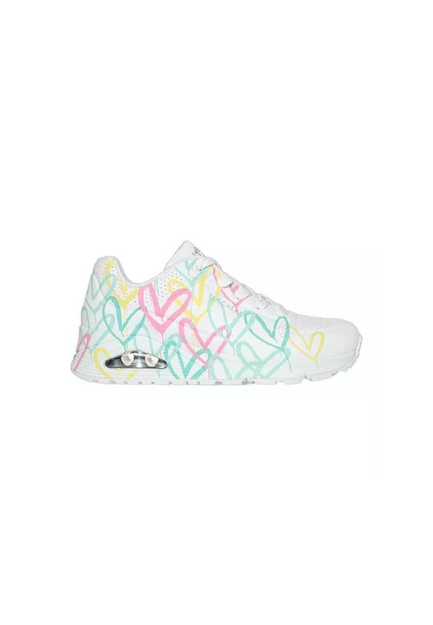 skechers - Buty do chodzenia damskie Skechers Uno Changed Love. Zapięcie: sznurówki. Kolor: biały. Materiał: materiał, syntetyk, tkanina. Szerokość cholewki: normalna. Sport: turystyka piesza