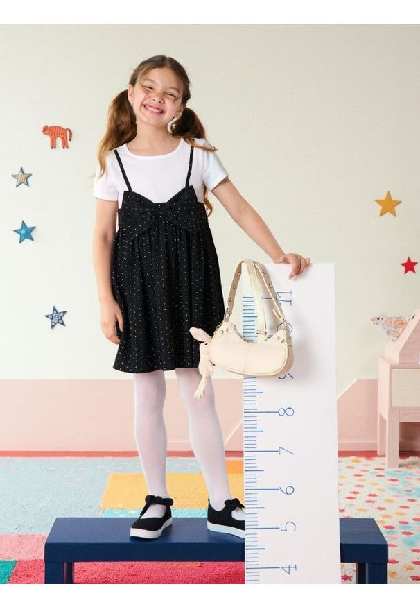 Sinsay - Sukienka w groszki z ozdobną kokardą - wielobarwny. Typ kołnierza: kokarda. Wzór: grochy