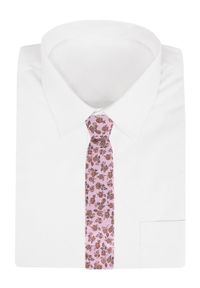 Męski Krawat - Jasny Róż, w Kwiaty - Alties. Kolor: różowy. Materiał: tkanina. Wzór: kwiaty. Styl: elegancki, wizytowy #4