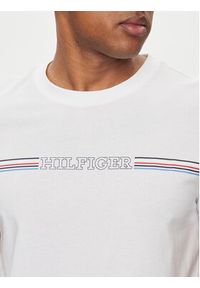 TOMMY HILFIGER - Tommy Hilfiger T-Shirt Stripe Chest MW0MW34428 Biały Slim Fit. Kolor: biały. Materiał: bawełna