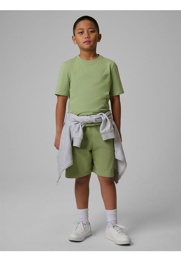 4f - 4F Spodenki dresowe chłopięce - miętowe 140 (9-10 lat). Okazja: na spacer. Kolor: turkusowy. Materiał: dresówka. Sezon: lato