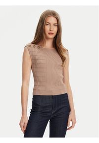Guess Bluzka W5YR12 Z0130 Brązowy Regular Fit. Kolor: brązowy. Materiał: syntetyk