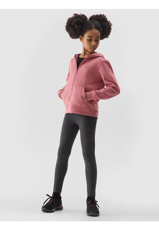 4f - 4F Legginsy dzianinowe dziewczęce - szare 164 (13-14 lat). Okazja: na co dzień. Stan: obniżony. Kolor: szary. Materiał: dzianina. Długość: do kostek. Wzór: gładki, ze splotem. Sezon: lato. Styl: casual, sportowy