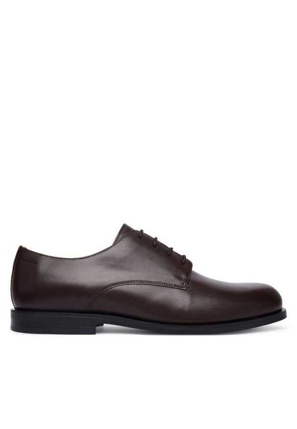 Calvin Klein Półbuty Ess Rubber Derby Lth HM0HM02056 Brązowy ciemny. Kolor: brązowy. Materiał: skóra