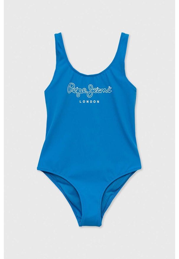 Pepe Jeans strój kąpielowy dziecięcy kolor niebieski. Kolor: niebieski. Materiał: materiał. Rodzaj stanika: odpinane ramiączka