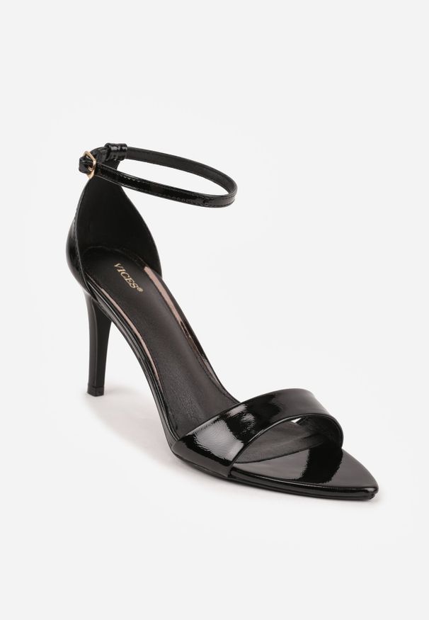 Born2be - Czarne Sandały na Szpilce VICES Eleganckie ze Sprzączką przy Kostce Agereia. Okazja: na co dzień. Zapięcie: sprzączka. Kolor: czarny. Materiał: jeans. Obcas: na szpilce. Styl: elegancki