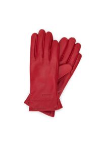 Wittchen - Damskie rękawiczki skórzane z wyszytym wzorem czerwone. Kolor: czerwony. Materiał: skóra. Wzór: aplikacja. Styl: elegancki