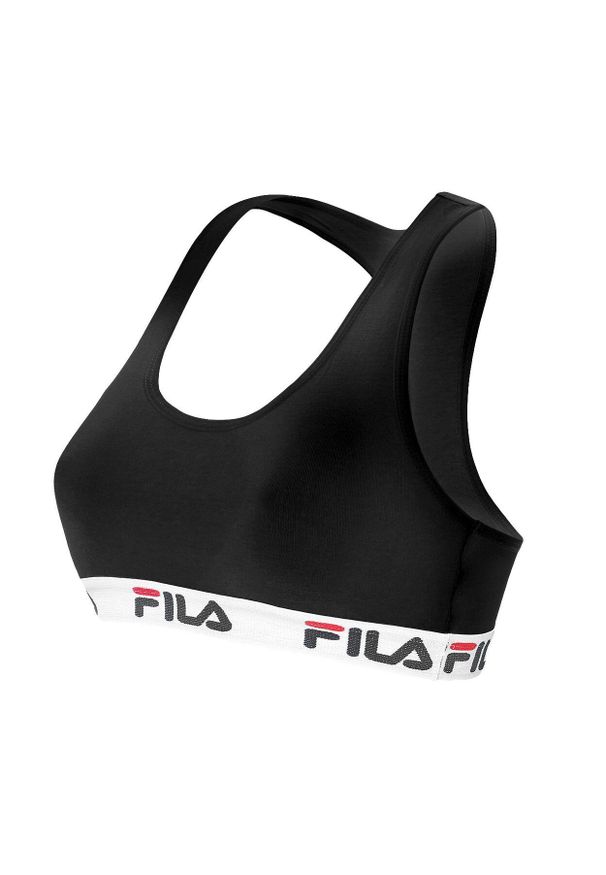 Bawełniany biustonosz damski Fila. Kolor: czarny. Materiał: bawełna. Sport: fitness