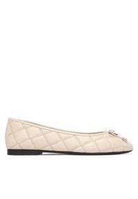TOMMY HILFIGER - Tommy Hilfiger Baleriny Charm Quilted Ballerina FW0FW09503 Beżowy jasny. Kolor: beżowy. Materiał: skóra #1