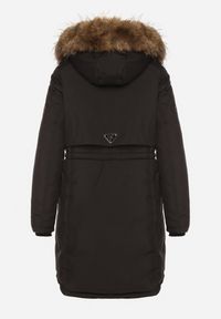 Born2be - Czarna Casualowa Kurtka Parka z Kapturem z Futerkiem Nallorea. Okazja: na co dzień. Typ kołnierza: kaptur. Kolor: czarny. Materiał: futro. Styl: casual #3