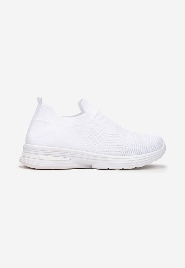 Born2be - Białe Płaskie Buty Sportowe z Elastyczną Cholewką przed Kostkę Atale. Wysokość cholewki: przed kostkę. Zapięcie: bez zapięcia. Kolor: biały. Szerokość cholewki: normalna. Sezon: lato, wiosna