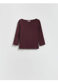 Reserved - Bawełniany longsleeve - bordowy. Kolor: czerwony. Materiał: bawełna. Długość rękawa: długi rękaw