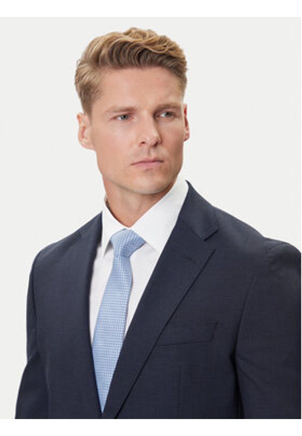 BOSS Garnitur C-Huge 50551777 Granatowy Slim Fit. Kolor: niebieski. Materiał: wełna