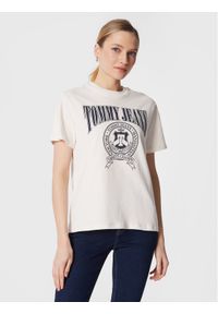 Tommy Jeans T-Shirt Varsity DW0DW14919 Beżowy Relaxed Fit. Kolor: beżowy. Materiał: bawełna